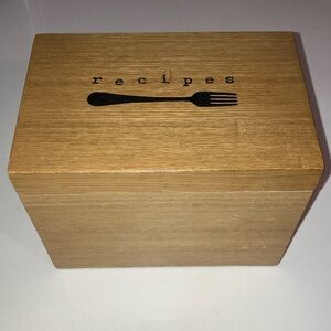 Wooden Recipe Box with Fork Design